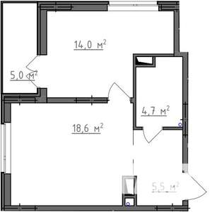 1-к квартира, вторичка, 45м2, 6/9 этаж