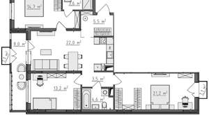 3-к квартира, вторичка, 93м2, 3/9 этаж