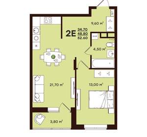 2-к квартира, вторичка, 53м2, 5/17 этаж