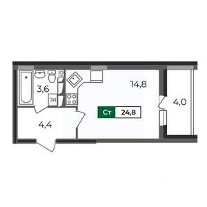 Студия квартира, строящийся дом, 25м2, 2/17 этаж