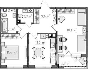 2-к квартира, вторичка, 60м2, 4/9 этаж