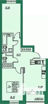 2-к квартира, вторичка, 61м2, 5/8 этаж