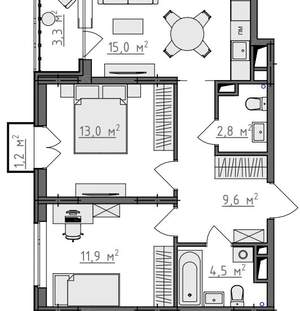 2-к квартира, вторичка, 59м2, 4/9 этаж