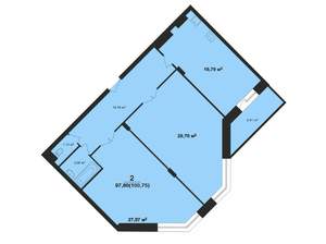 2-к квартира, вторичка, 100м2, 1/12 этаж