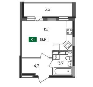 Студия квартира, строящийся дом, 26м2, 9/17 этаж