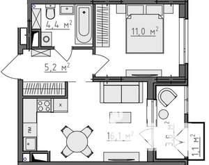 1-к квартира, вторичка, 39м2, 4/9 этаж