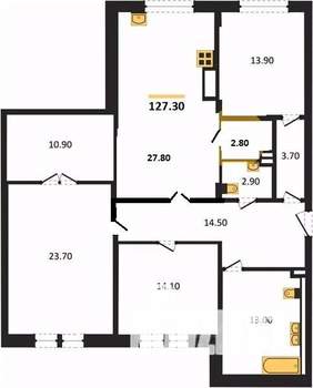 3-к квартира, сданный дом, 127м2, 3/3 этаж