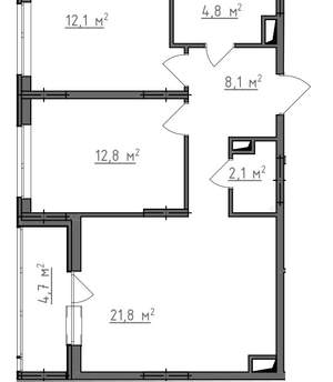 2-к квартира, вторичка, 64м2, 6/9 этаж
