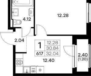 1-к квартира, вторичка, 32м2, 4/17 этаж