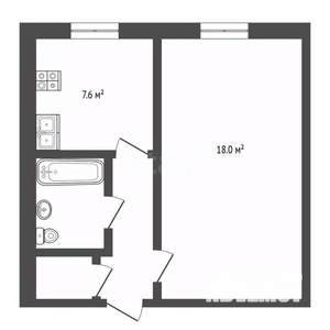 1-к квартира, вторичка, 33м2, 4/5 этаж
