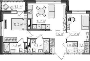 2-к квартира, вторичка, 65м2, 9/9 этаж