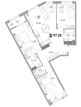 3-к квартира, вторичка, 97м2, 15/17 этаж