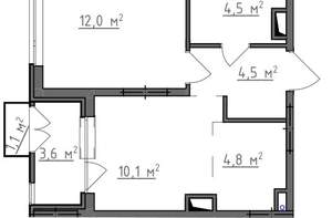 1-к квартира, вторичка, 38м2, 3/9 этаж