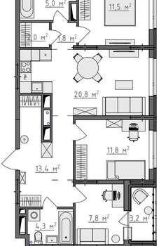 3-к квартира, вторичка, 80м2, 9/9 этаж