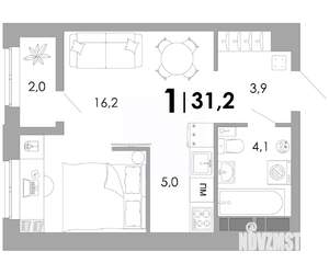 Студия квартира, вторичка, 31м2, 7/16 этаж