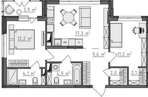 2-к квартира, вторичка, 66м2, 2/9 этаж