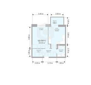 1-к квартира, вторичка, 49м2, 14/17 этаж