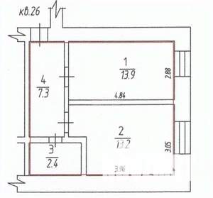 1-к квартира, вторичка, 38м2, 3/9 этаж