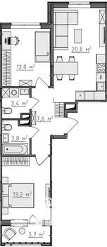 2-к квартира, вторичка, 63м2, 5/9 этаж