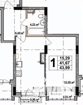 1-к квартира, вторичка, 44м2, 7/8 этаж