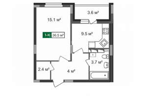 1-к квартира, вторичка, 37м2, 14/17 этаж