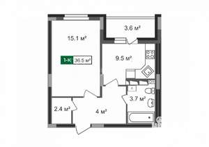 1-к квартира, вторичка, 37м2, 14/17 этаж