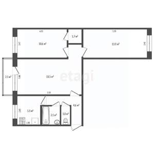 3-к квартира, вторичка, 58м2, 2/5 этаж