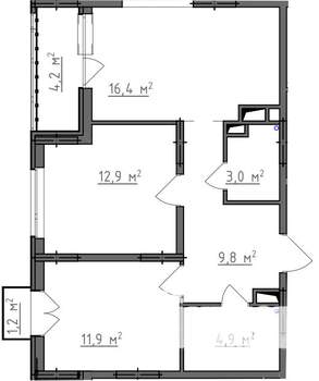 2-к квартира, вторичка, 61м2, 8/9 этаж