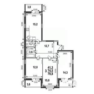 3-к квартира, вторичка, 80м2, 17/17 этаж