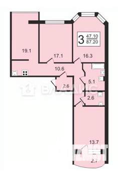 3-к квартира, вторичка, 87м2, 11/17 этаж