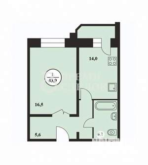 1-к квартира, вторичка, 46м2, 5/17 этаж