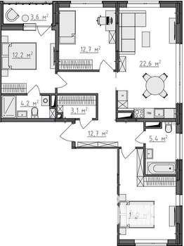3-к квартира, вторичка, 90м2, 9/9 этаж