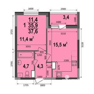 1-к квартира, строящийся дом, 38м2, 12/17 этаж