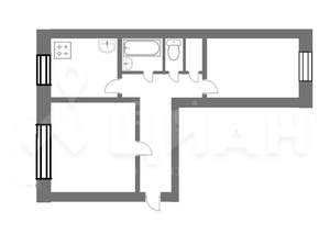 2-к квартира, вторичка, 48м2, 2/2 этаж