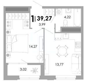 1-к квартира, вторичка, 39м2, 6/17 этаж