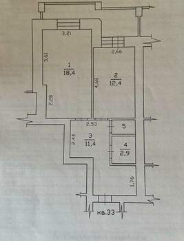 1-к квартира, вторичка, 51м2, 6/12 этаж