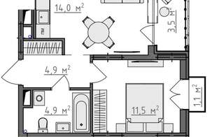 1-к квартира, вторичка, 37м2, 4/9 этаж