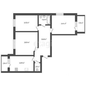 3-к квартира, вторичка, 90м2, 4/12 этаж