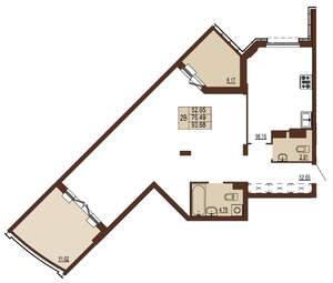 2-к квартира, вторичка, 94м2, 9/17 этаж