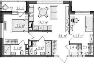 2-к квартира, вторичка, 65м2, 7/9 этаж