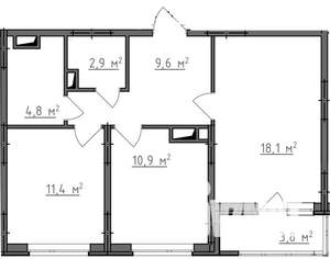 2-к квартира, вторичка, 60м2, 8/9 этаж
