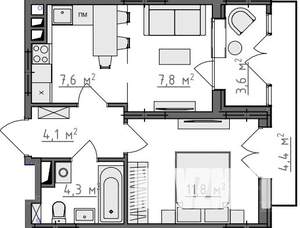 1-к квартира, вторичка, 39м2, 5/9 этаж