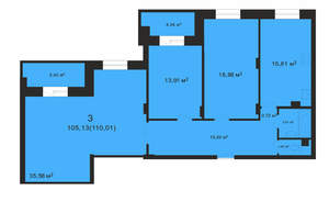 3-к квартира, вторичка, 110м2, 1/15 этаж