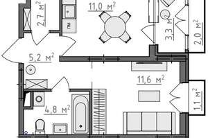 1-к квартира, вторичка, 38м2, 5/9 этаж