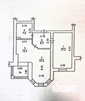 2-к квартира, вторичка, 72м2, 6/9 этаж