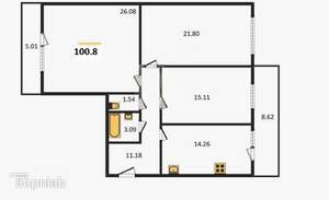 3-к квартира, вторичка, 101м2, 4/12 этаж