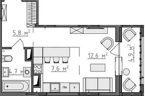 Студия квартира, вторичка, 33м2, 5/9 этаж
