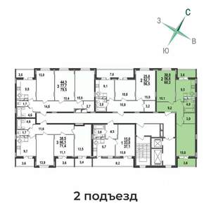 2-к квартира, строящийся дом, 60м2, 2/17 этаж
