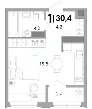 1-к квартира, вторичка, 30м2, 4/17 этаж