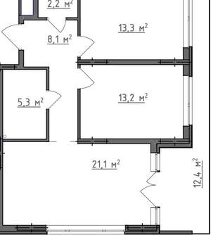 2-к квартира, вторичка, 67м2, 1/9 этаж